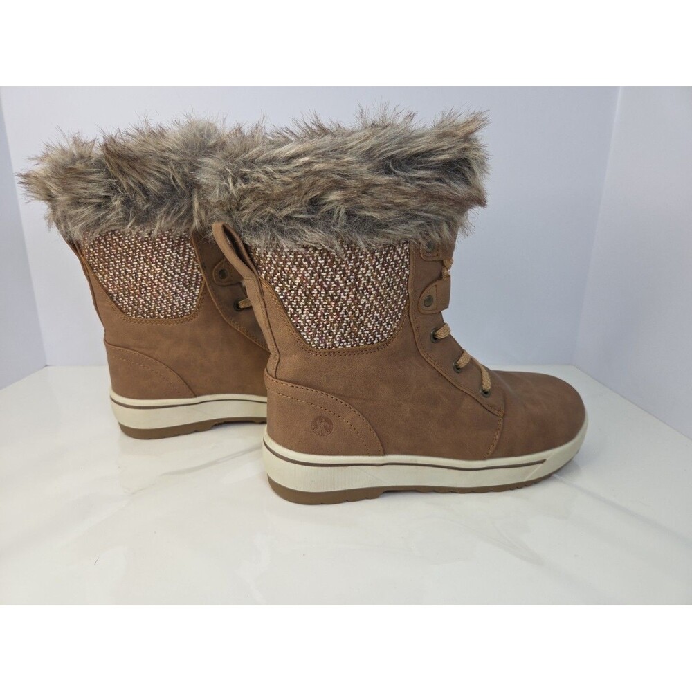 Northside Womens Snow Boot Size 6 Light Brown Gray Faux Fur Trim Lace Up NWOT - Picture 6 of 10